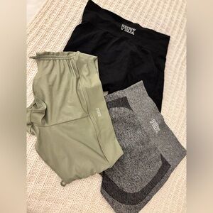 Set of 3 - VS PINK Shorties ⭐️ EUC ⭐️ M/L ⭐️ gray/olive/black